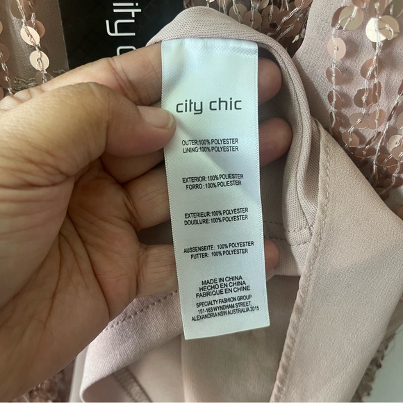 City Chic Sequined Fringe Chiffon Spaghetti Strap Top Mocha Size 16 - Picture 5 of 7